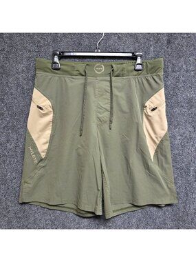 Hylete Shorts Mens Large Green Hybrid Above Knee 9" Beach Walk Stretch Sports